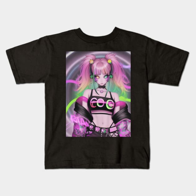 sexy yellow green  eyes manga fashion girl Kids T-Shirt by animegirlnft